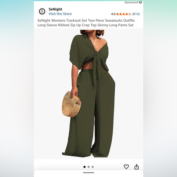 Pants - Olive Green Women's two piece set